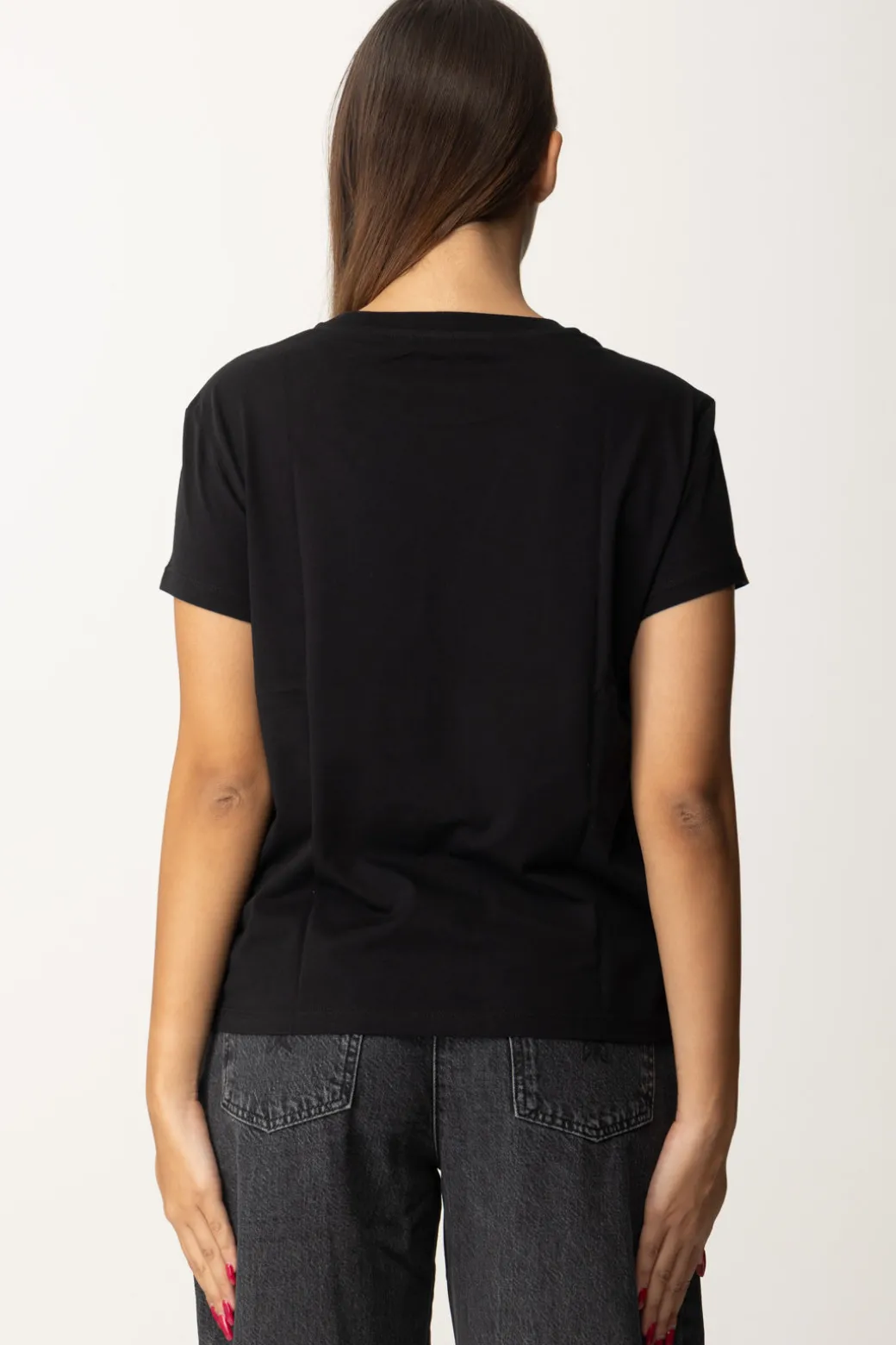Patrizia Pepe T-shirt Basica con Logo LetteringNERO