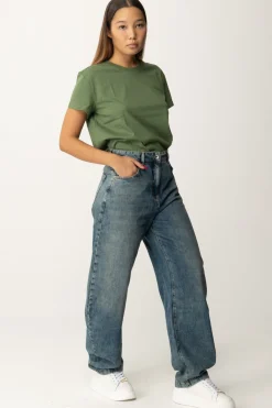 Patrizia Pepe T-shirt Basica con Logo LetteringGREEN GARDEN