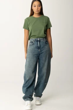 Patrizia Pepe T-shirt Basica con Logo LetteringGREEN GARDEN