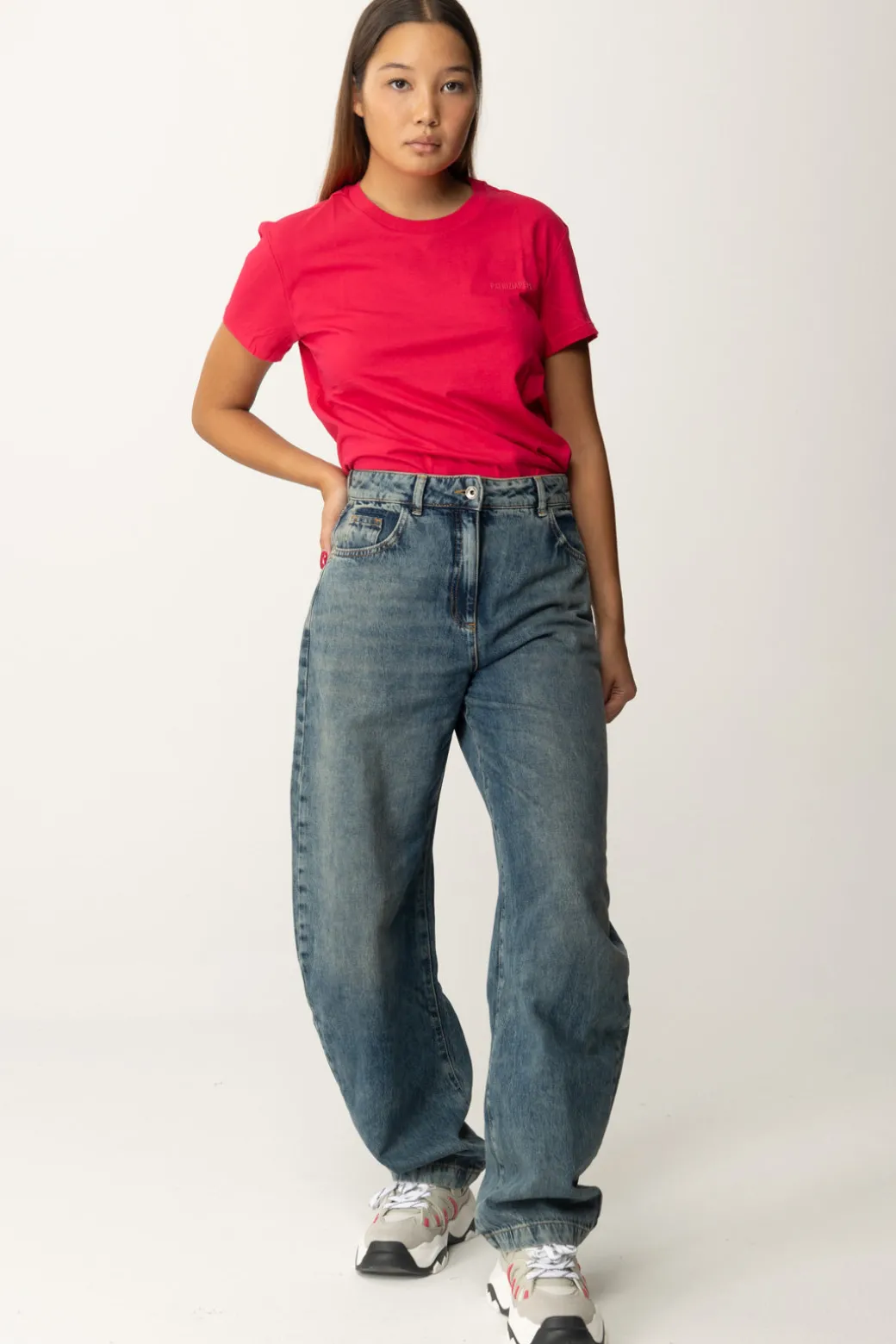 Patrizia Pepe T-shirt Basica con Logo LetteringPOISON ORCHID