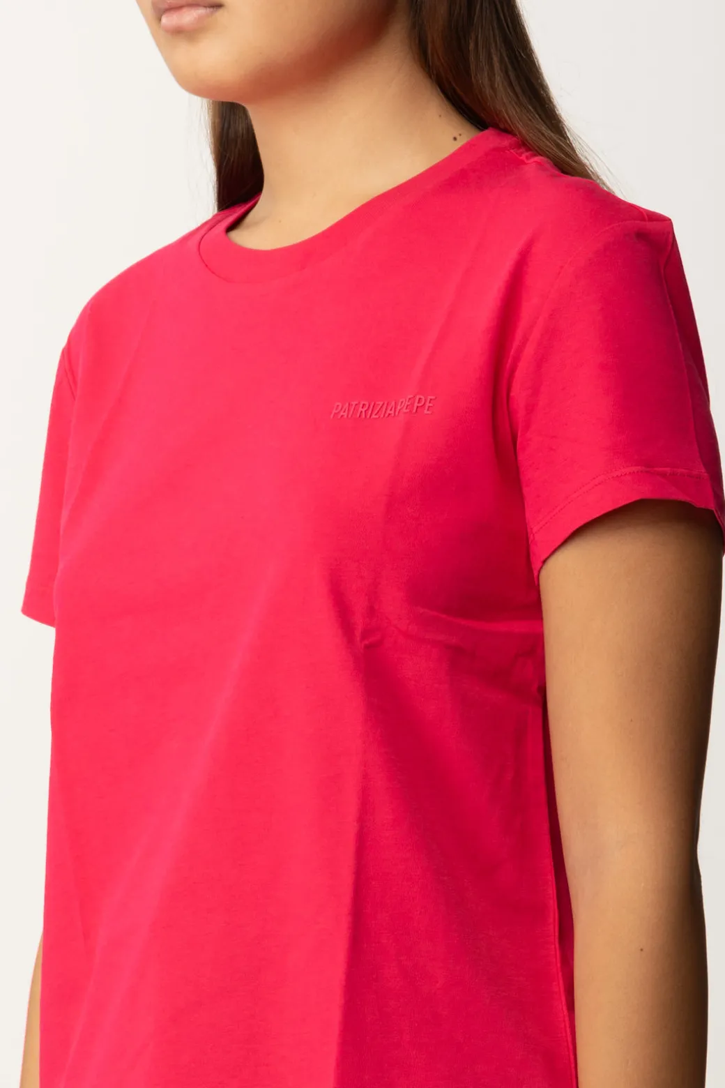 Patrizia Pepe T-shirt Basica con Logo LetteringPOISON ORCHID