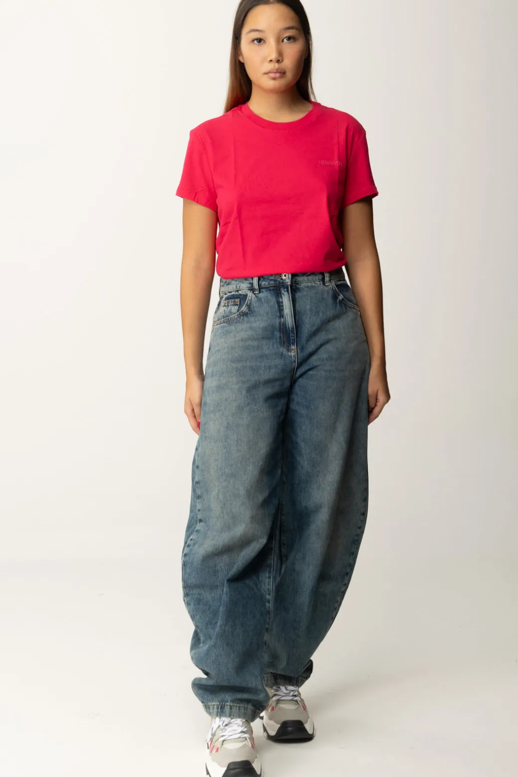 Patrizia Pepe T-shirt Basica con Logo LetteringPOISON ORCHID