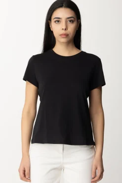 Patrizia Pepe T-shirt con Scollo Su Retro e Logo In StrassNERO