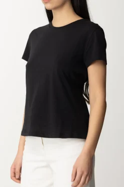 Patrizia Pepe T-shirt con Scollo Su Retro e Logo In StrassNERO