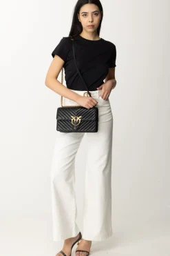 Patrizia Pepe T-shirt con Scollo Su Retro e Logo In StrassNERO