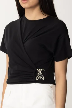 Patrizia Pepe T-shirt con Logo Fly In StrassNERO
