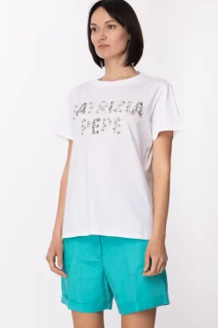 Patrizia Pepe T-shirt con Logo RicamatoBIANCO OTTICO