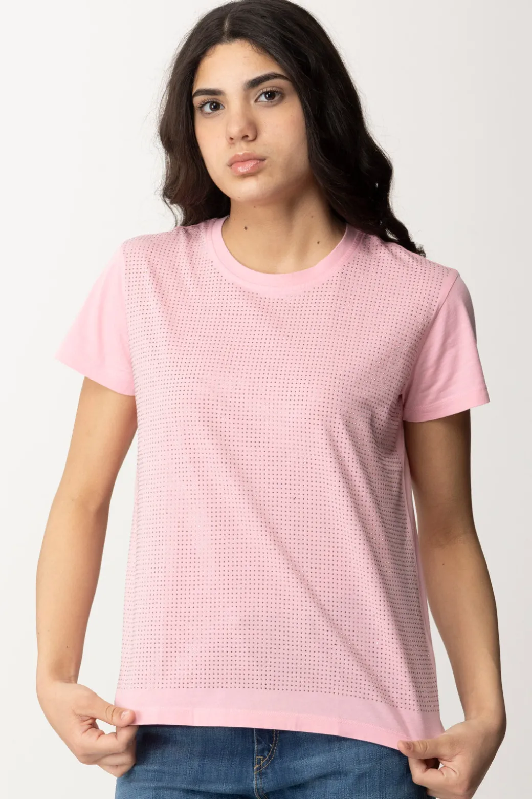 Patrizia Pepe T-shirt con StrassFRESH PINK WASH