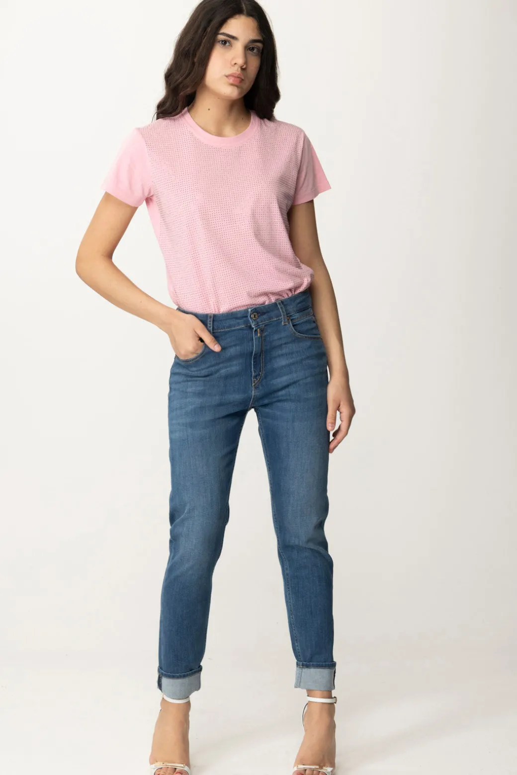 Patrizia Pepe T-shirt con StrassFRESH PINK WASH