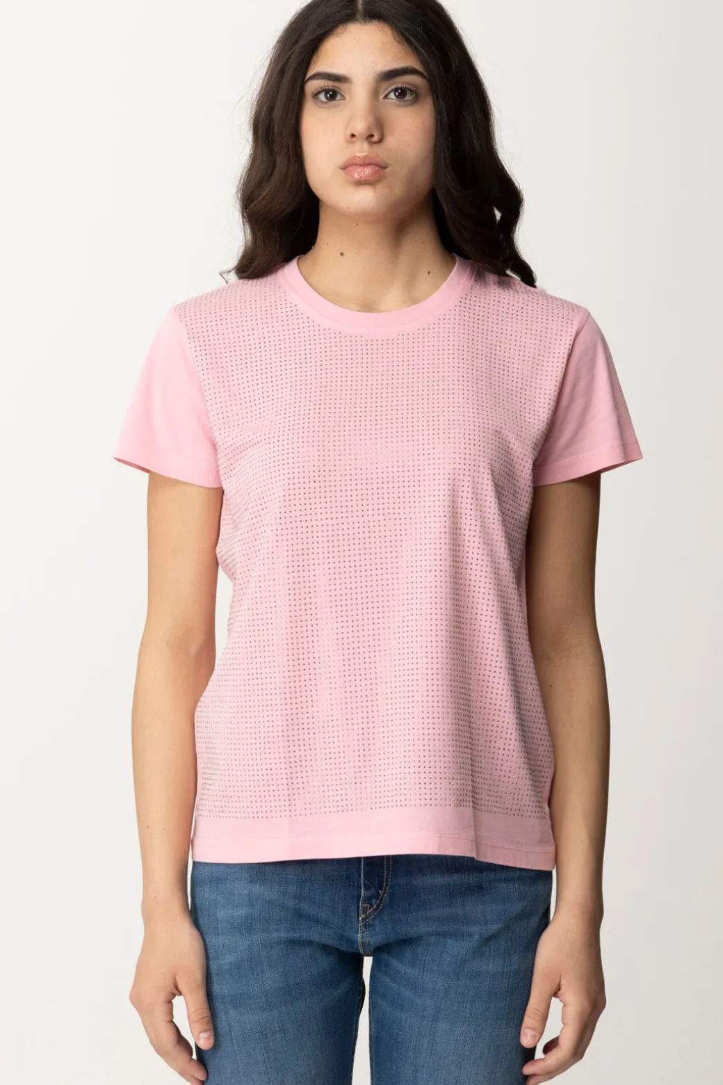 Patrizia Pepe T-shirt con StrassFRESH PINK WASH