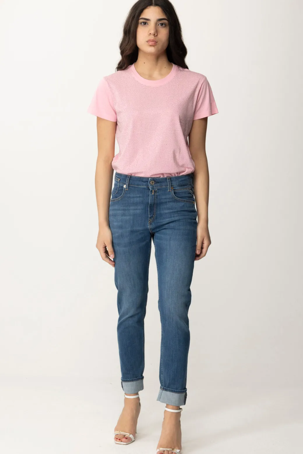 Patrizia Pepe T-shirt con StrassFRESH PINK WASH