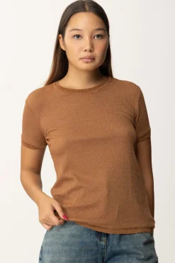 Patrizia Pepe T-shirt In Maglia con LurexETE. BROWN LUREX