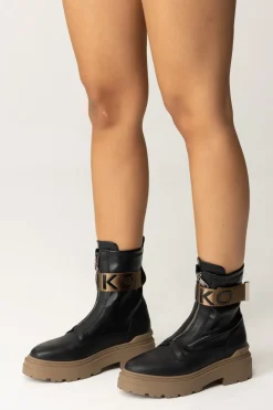 Pinko Anfibi In Pelle con Nastro LogatoBLACK