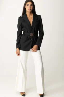 Pinko Blazer con Cappuccio e CinturaNERO LIMOUSINE