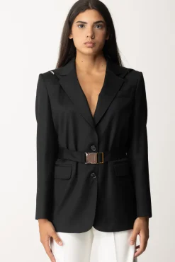 Pinko Blazer con Cappuccio e CinturaNERO LIMOUSINE