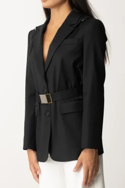 Pinko Blazer con Cappuccio e CinturaNERO LIMOUSINE