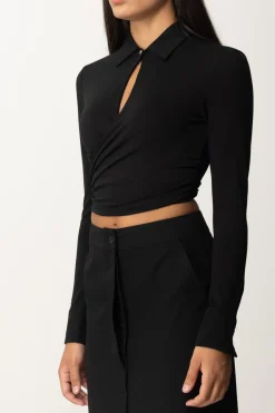 Pinko Blusa Corta Scaldacuore con Scollo a GocciaNERO LIMOUSINE