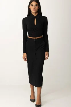 Pinko Blusa Corta Scaldacuore con Scollo a GocciaNERO LIMOUSINE