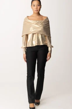 Pinko Blusa Laminata con DrappeggioBEIGE/ORO