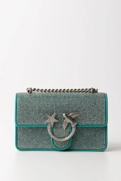 Pinko Borsa a Tracolla con StrasAZZURRO MARE-OLD SILVER
