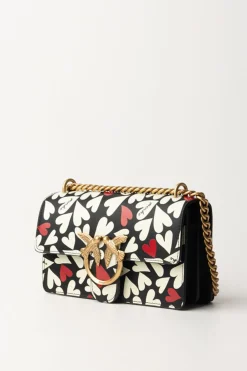 Pinko Borsa Love One Mini HeartsNERO/BIANCO/ROSSO-ANTIQUE GOLD