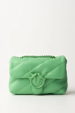 Pinko Borsa Love Puff Mini con Trapuntatura ObliquaVERDE ASSENZIO-BLOCK COLOR