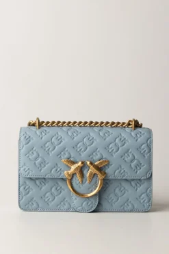 Pinko Borsa Mini Love Bag con Pattern LogoLIGHT BLUE-ANTIQUE GOLD