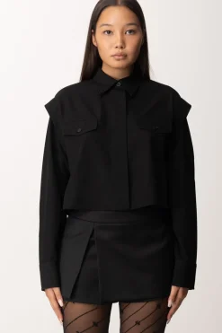 Pinko Camicia Crop In Viscosa StretchNERO LIMOUSINE