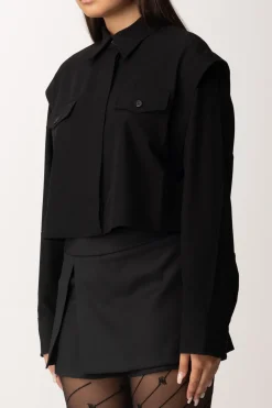 Pinko Camicia Crop In Viscosa StretchNERO LIMOUSINE