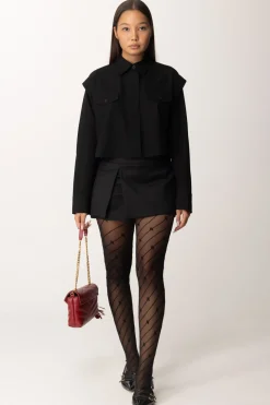 Pinko Camicia Crop In Viscosa StretchNERO LIMOUSINE