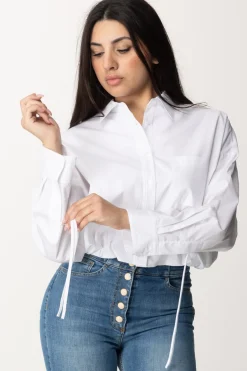 Pinko Camicia In Popeline Taglio CropBIANCO BRILL.