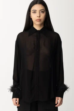 Pinko Camicia In Viscosa con PiumetteNERO LIMOUSINE
