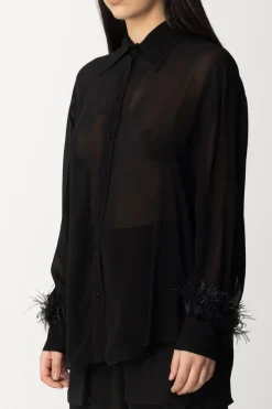 Pinko Camicia In Viscosa con PiumetteNERO LIMOUSINE