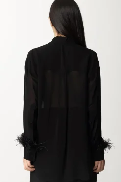 Pinko Camicia In Viscosa con PiumetteNERO LIMOUSINE