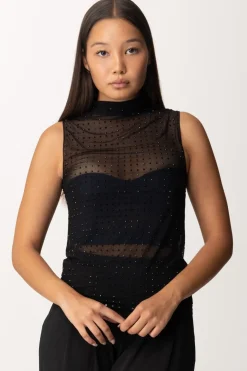 Pinko Canotta Velata con StrassNERO LIMOUSINE