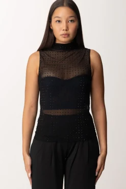 Pinko Canotta Velata con StrassNERO LIMOUSINE