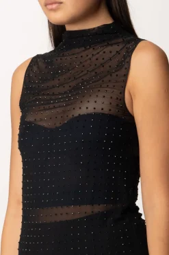 Pinko Canotta Velata con StrassNERO LIMOUSINE