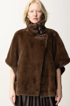 Pinko Cappottino a Cappa Similpelliccia VisoneBEIGE - INTENSO