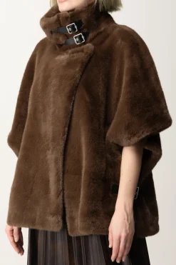 Pinko Cappottino a Cappa Similpelliccia VisoneBEIGE - INTENSO