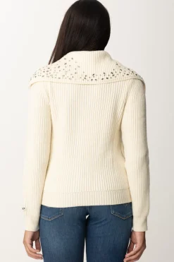 Pinko Cardigan con Castoni Al CollettoBIANCO MERINGA