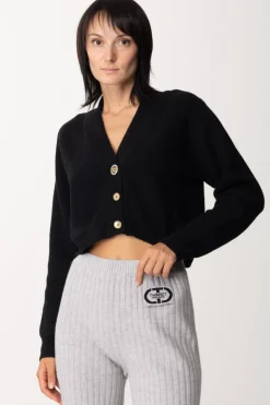 Pinko Cardigan Corto con Bottoni GioielloNERO LIMOUSINE