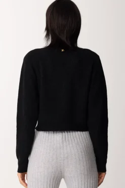 Pinko Cardigan Corto con Bottoni GioielloNERO LIMOUSINE