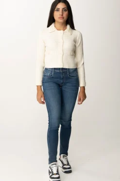 Pinko Cardigan Corto con Perline Al CollettoBIANCO MERINGA