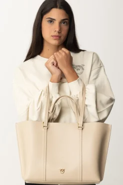 Pinko Carrie Shopper BagBEIGE-GRIGIO FUMO-ANTIQUE GOLD