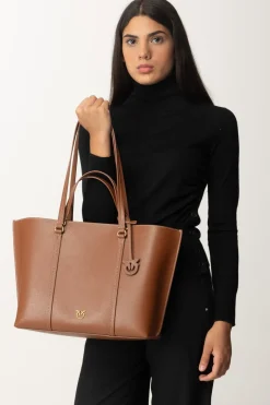Pinko Carrie Shopper BagMARRONE - LEONE-ANTIQUE GOLD