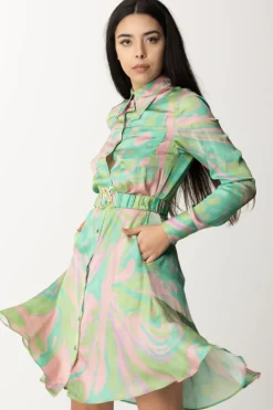 Pinko Chemisier Stampa Splash con CinturaMULT.VERDE/ROSA