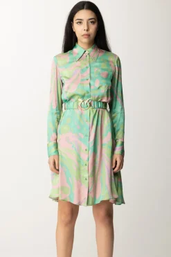 Pinko Chemisier Stampa Splash con CinturaMULT.VERDE/ROSA