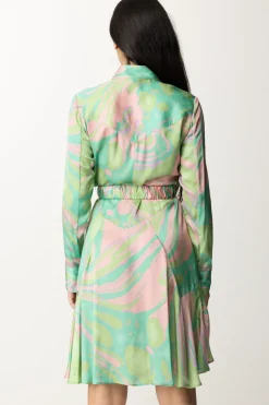 Pinko Chemisier Stampa Splash con CinturaMULT.VERDE/ROSA