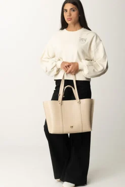 Pinko Felpa Boxy con Ricamo Love BirdsBIANCO LATTE