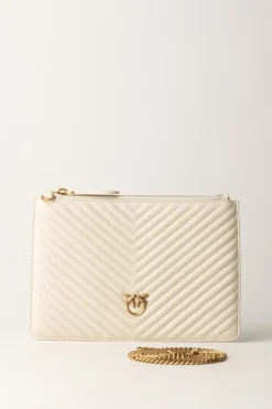 Pinko Flat Love Bag Simply TrapuntataBIANCO SETA-ANTIQUE GOLD